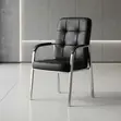 Padded Leather Visitor Reception Chair - Black - 5