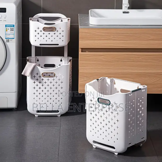 2-Tier Laundry Hamper with Wheels - 1