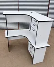 L-Shaped Office Desk - White with 6 Drawers - 1