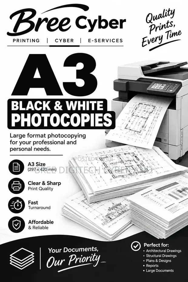 A3 Black and White Photocopies - 1
