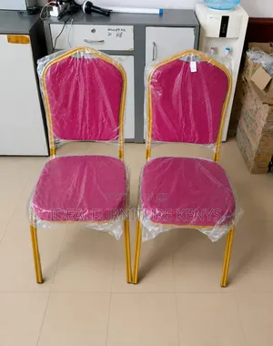 Pink Fabric Banquet Chair with Gold Frame
