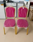 Pink Fabric Banquet Chair with Gold Frame - 1