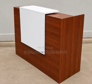 Reception Counter Desk - 1.2M Walnut Brown & White