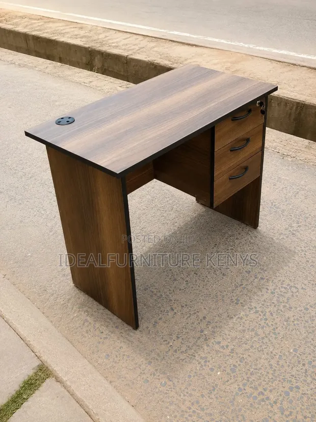 Office Desk 1.2M Dark Walnut with 3 Drawers - 1