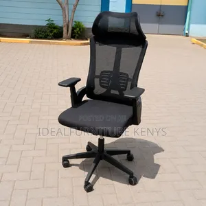 High-Back Mesh Office Chair with Headrest - Black