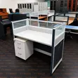 White Single Workstation with Partition & Pedestal - 2