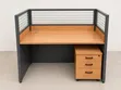 Wooden Single Person Partition Workstation - Cherry & Grey - 1