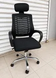 Mesh Mid-Back Office Chair with Headrest - Black - 2