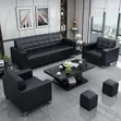 Executive 5-Seater Office Sofa Set - Black Leather - 1