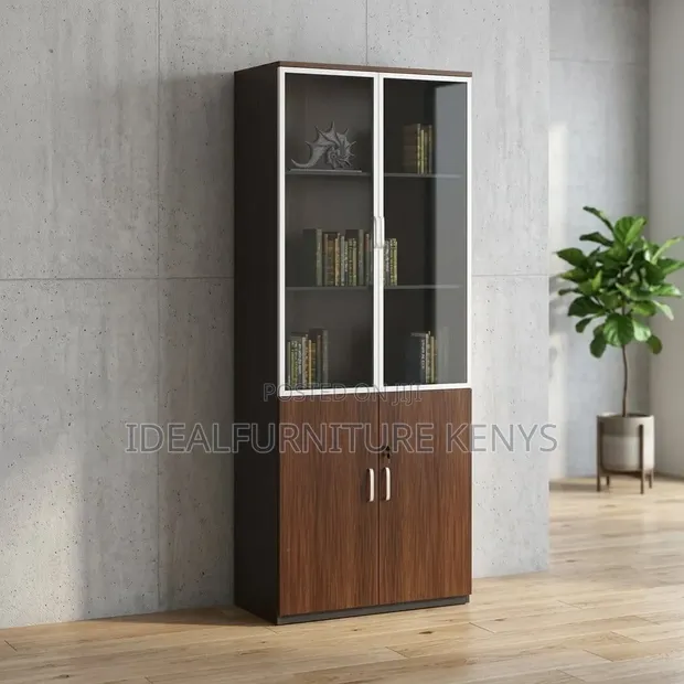 Executive 2-Door Office Cabinet - Dark Brown - 1