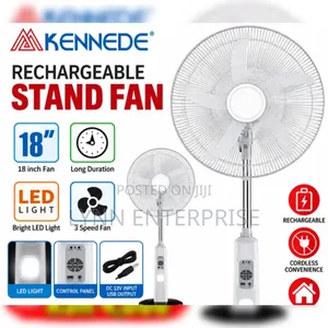 Kennede Rechargeable Standing Fan 18-Inch LED
