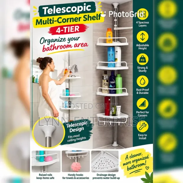 Telescopic Multi-Corner Shelf - 4 Tier - 1