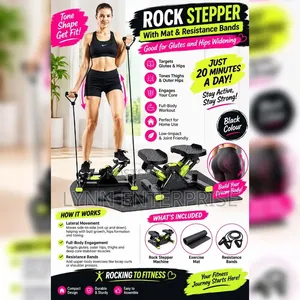 Rock Stepper with Mat and Resistance Bands (Black)