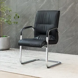 Executive Visitor Office Chair - Black Leather with Chrome Frame
