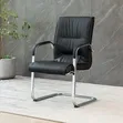 Executive Visitor Office Chair - Black Leather with Chrome Frame - 1