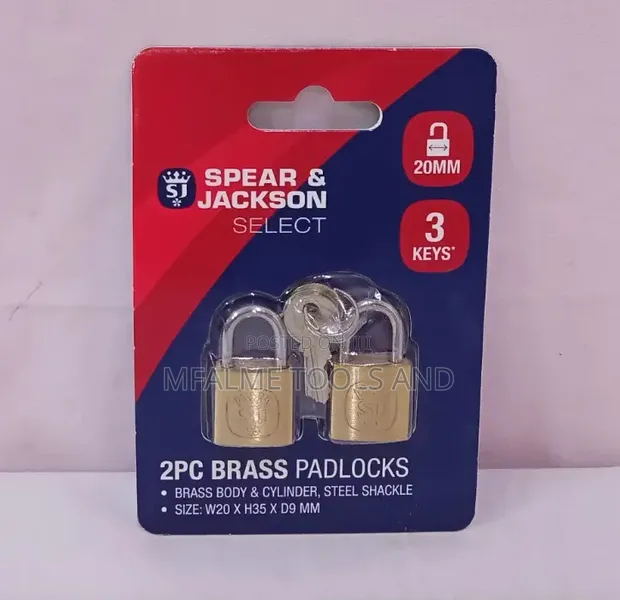 Brand New Spear & Jackson 20mm Brass Padlocks (2-Piece Set) - 1