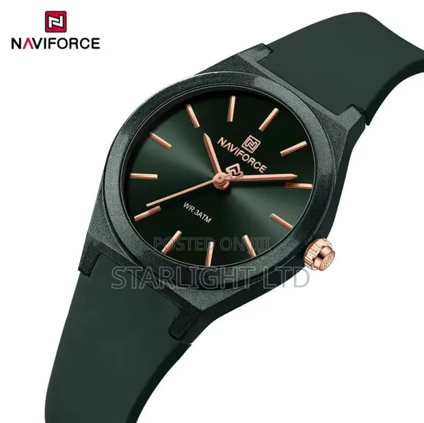 Naviforce Rose Gold Accents Ultra-Soft Silicone Strap Watch - 1