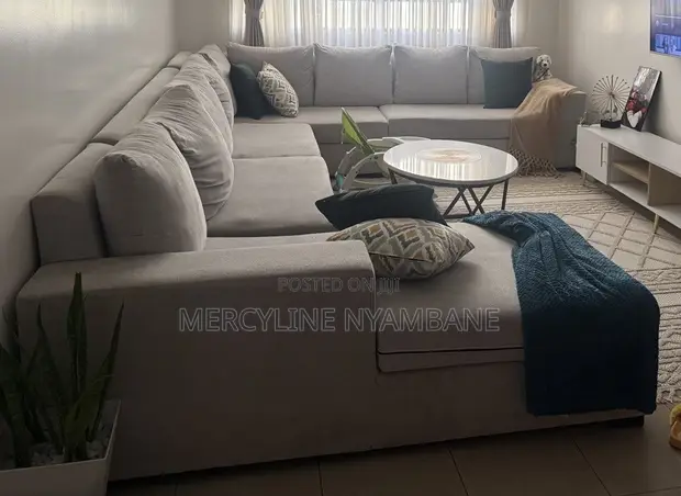 10-Seater L-Shaped Sofa Set - Gray Fabric - 1