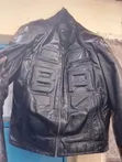 Jaketi Nzito ya Ngozi Nyeusi ya Pikipiki - 1