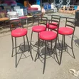 Round Red High Bar Stool with Backrest - 1