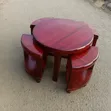 Solid Mahogany Coffee Table with 4 Stools - 2