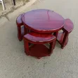 Solid Mahogany Coffee Table with 4 Stools - 3