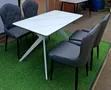 Moderni 4-Seater White Marble-Top Dining Table Set - 1