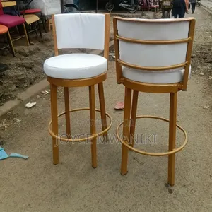 Powder Coated Metallic High Bar Chairs with White Cushion