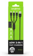 Oraimo DuraLine 60W 3-in-1 Cable ya Kuchaji Haraka (Type-C, Lightning, Micro USB) - 1