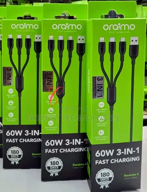 Oraimo DuraLine 60W 3-in-1 Cable ya Kuchaji Haraka (Type-C, Lightning, Micro USB)