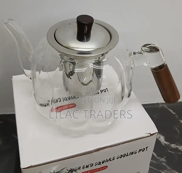 Kopo la Chai la Kioo Lisilochoma Moto na Mpini wa Mianzi – 1.2L - 1