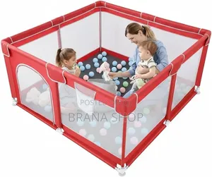 Premium Red Square Baby Play Yard - Large Safety Playpen