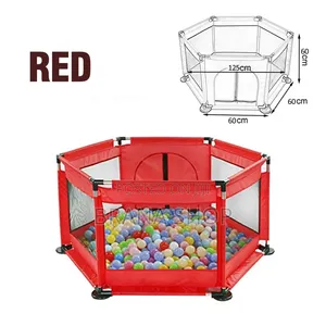 Elegant Red Hexagonal Baby Playpen - Spacious Fun