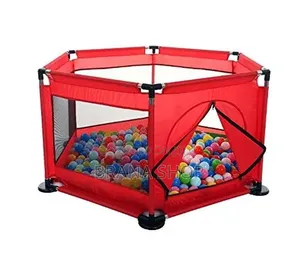 Deluxe Red Hexagonal Baby Play Yard - Large Kids Playpen