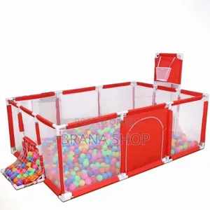 Playpen Mpya Nyekundu ya Mstatili kwa Watoto Wachanga - Eneo Kubwa la Kucheza