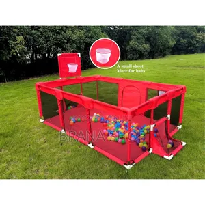 Elegant Red Rectangular Kids Playpen - Spacious Baby Activity Center