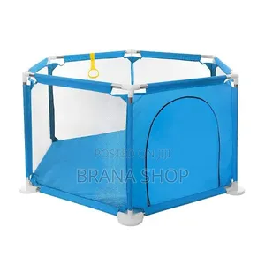 Modern Blue Hexagonal Baby Play Yard - Large Kids Playpen