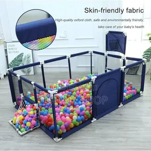 Playpen Kubwa ya Navy Blue ya Watoto - Eneo Kubwa la Kucheza
