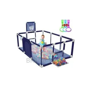 Smart Navy Blue Rectangular Baby Play Yard
