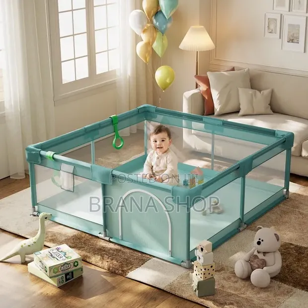 Large Mint Green Square Baby Playpen - Kids Activity Yard - 1
