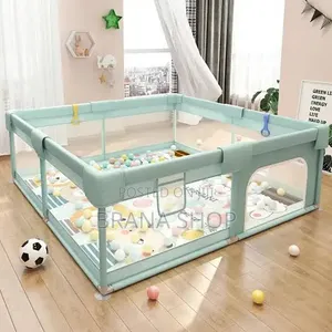 Playpen Maridadi ya Pastel Green kwa Watoto - Eneo Lote la Kucheza