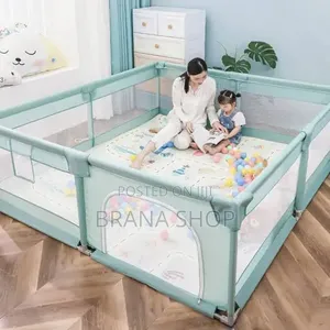 New Pastel Green Kids Play Yard - Large Baby Activity Playpen
