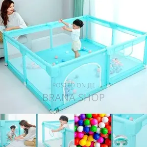 Elegant Light Blue Square Kids Playpen - Spacious Baby Play Yard