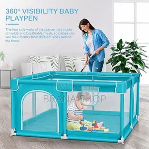 Unique Light Blue Square Baby Playpen