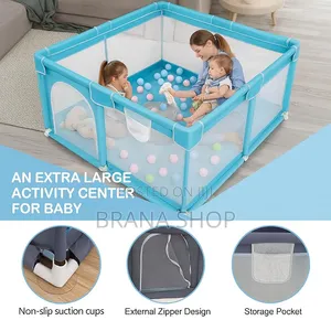 Modern Light Blue Square Kids Playpen - Baby Activity Center