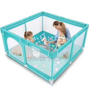 Stylish Light Blue Square Baby Playpen - Large Play Yard
