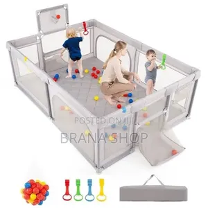Smart Grey Baby Safety Playpen - Eneo Kubwa la Shughuli za Watoto
