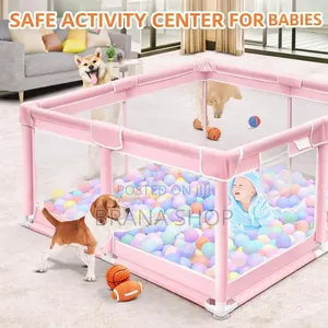 Elegant Pink Square Kids Playpen - Spacious Baby Activity Yard