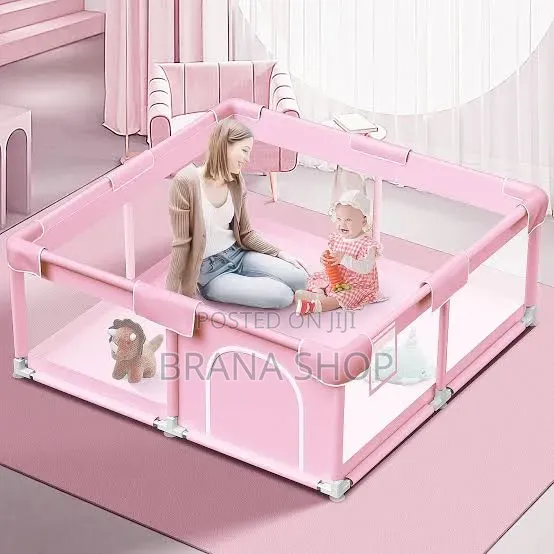 Spacious Pink Rectangular Kids Playpen - Baby Toddler Activity Yard - 1