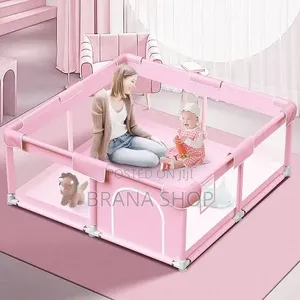 Spacious Pink Rectangular Kids Playpen - Baby Toddler Activity Yard